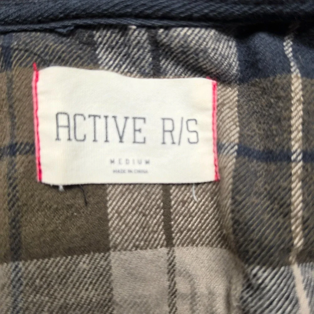 Active Ride Shop Mens Hooded Flannel Shirt Jacket Medium Brown Plaid Shacket